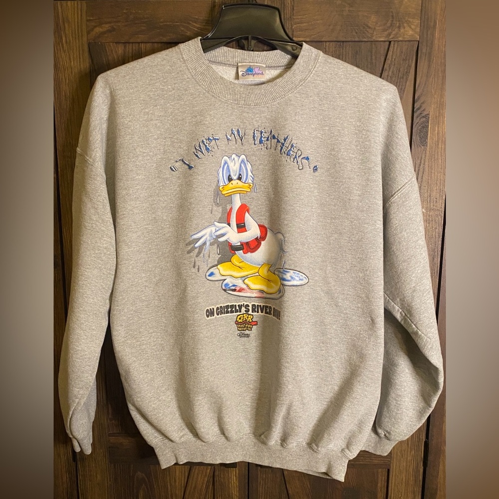Vintage-Disney California Adventure Gray Donald Duck Graphic Crewneck Sweatshirt